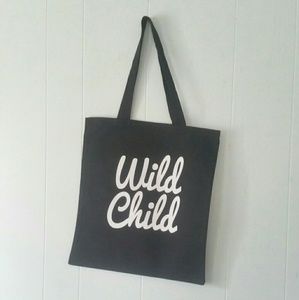 Wild Child Tote Bag Black Canvas Beach Party Dance